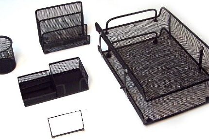 Majestic Goods Office Supply Mesh Desk Set, Black 5 Piece (XQ767B)
