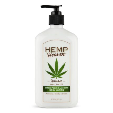 Hemp Heaven Moisturizing Body Lotion – Peach – Jasmine Scent made with Natural Hemp Seed Oil For Men & Women,18 Oz